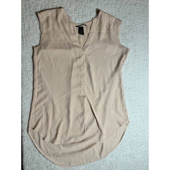 H&M Sleeveless Pink V Neck Top With Long Tail Sz 6 *Flaw Noted In Photo - Picture 1 of 7